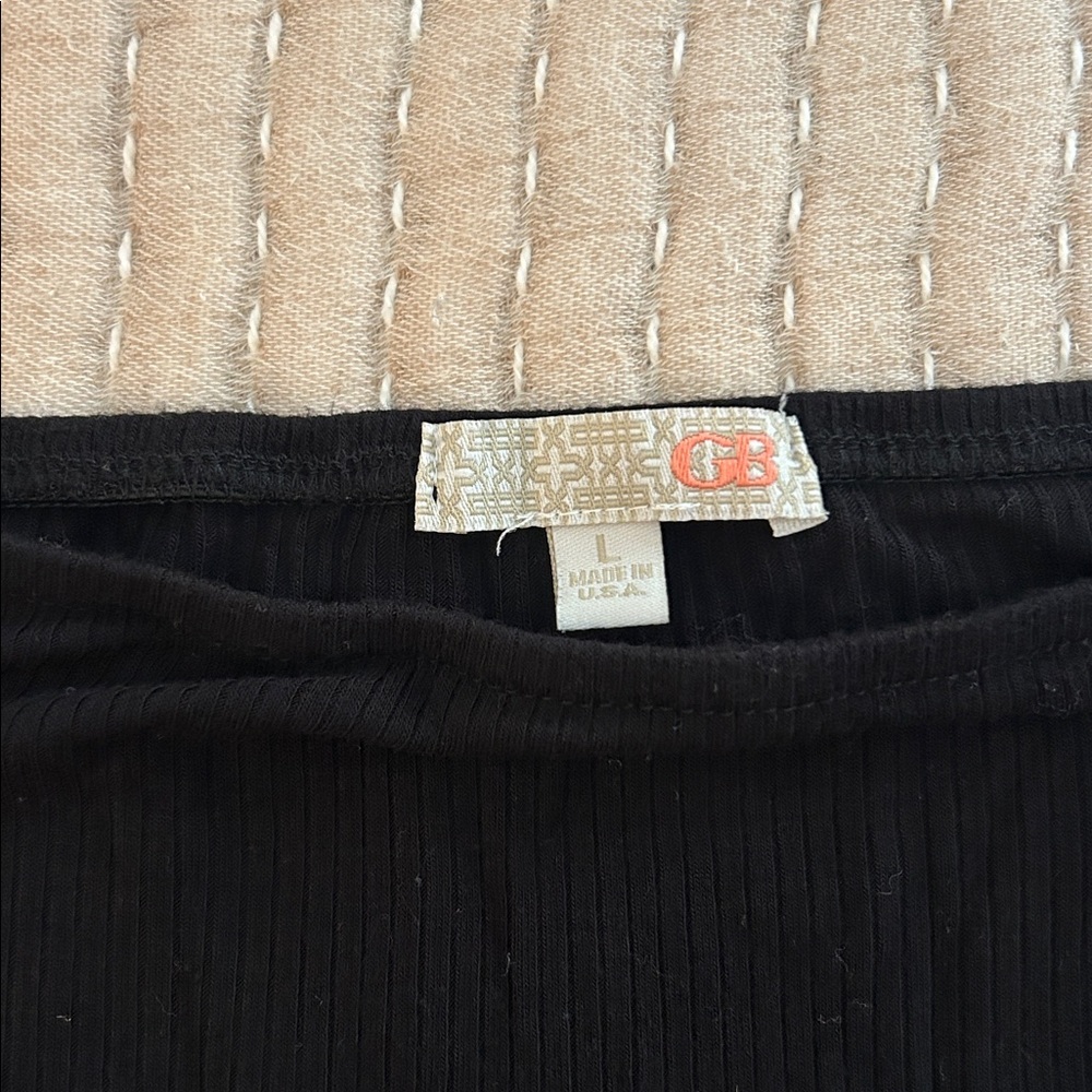 Gianni Bini Black Ribbed off the shoulder Top - Picture 2 of 3